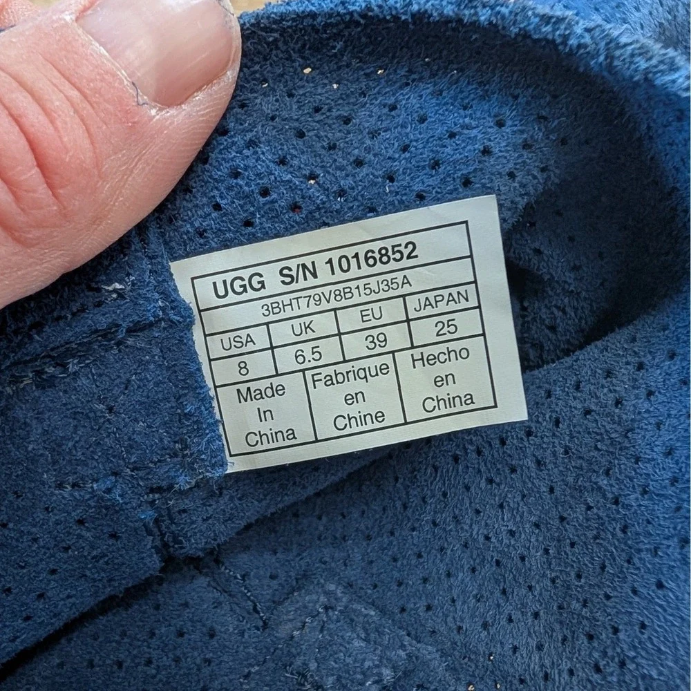UGG Classic Unlined Blue Perf‎ Suede Ankle Boots Womens 8 comfort pull on street
